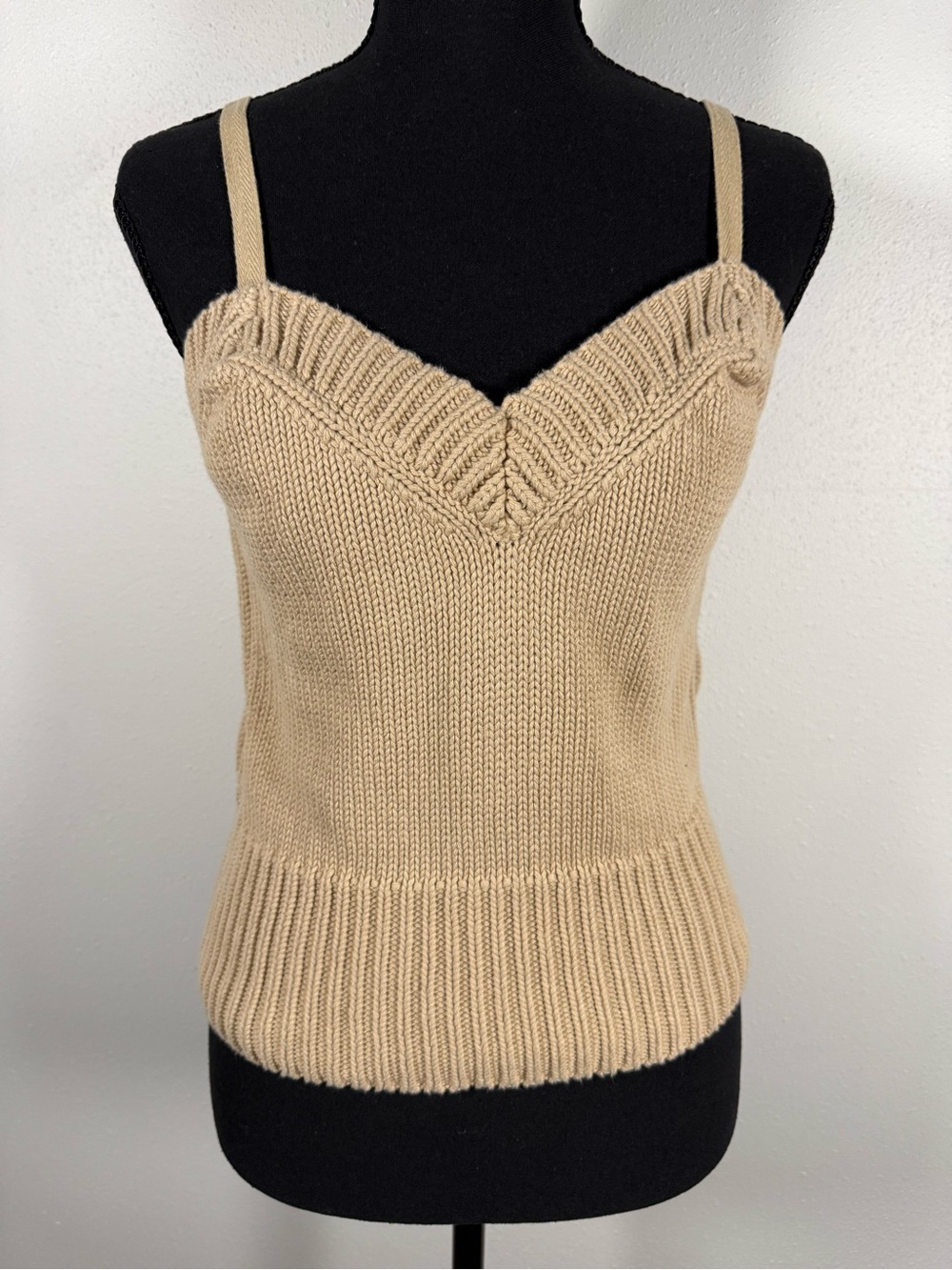 Vintage Moda International Y2K Cotton Knit Bustier Corset Top L